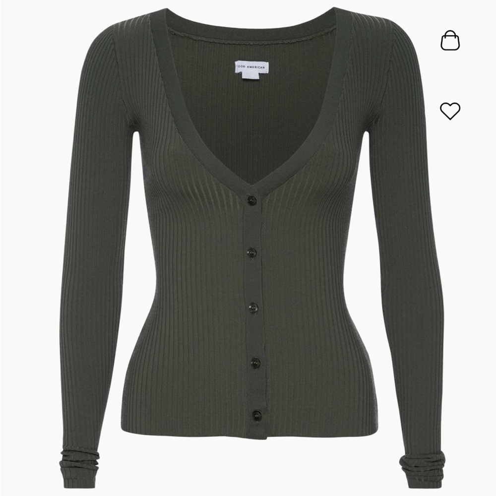 Good American Shine Rib V-neck Cardigan